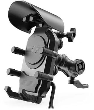 RORVECQ Stöttålig Motorcykelmobilhållare Laddare För Motorcykel Cykel Bicycle Scooter Ställ 15W Trådlös 18W USB 30W Type-C(USB)