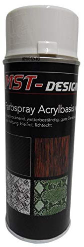 MST-DESIGN Acryllack Spray I Acryl-Spray I weiss glänzend I 400 ml Lack, Sprühlack, Grundlack, Basislack, Haftvermittler I Für den Wassertransferdruck Spray I WTD watertransferprinting I