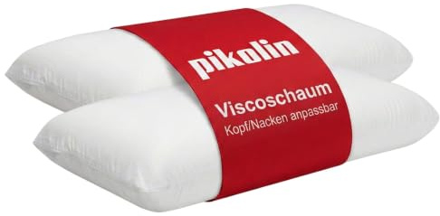PIKOLIN Set 2 Cuscini Memory Foam da Hotel 80 cm - Adattabilità al collo e Ipoallergenici - Guanciale Letto Media Rigidità per Tutte le Posizioni di Sonno - Doppia Federa Traspirante e Morbida