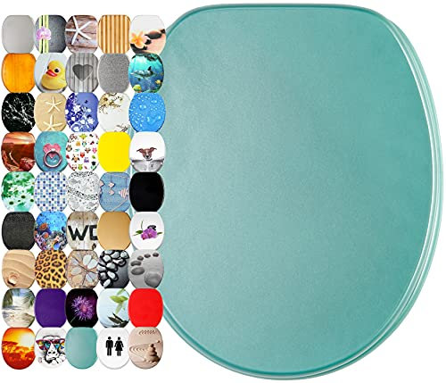 Sanilo Abattant WC, Grande sélection de lunettes de toilette, Finition de haute qualité, Charnières robustes, Fixation facile (Turquoise scintillant)