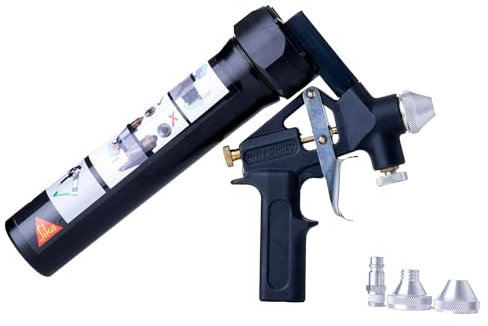 SIKA – Verarbeitungsgerät – Spraygun Druckluftpistole für spritzbare Nahtabdichtung Schwarz – leicht und wendig – inklusive Düsenadapter und Anleitung