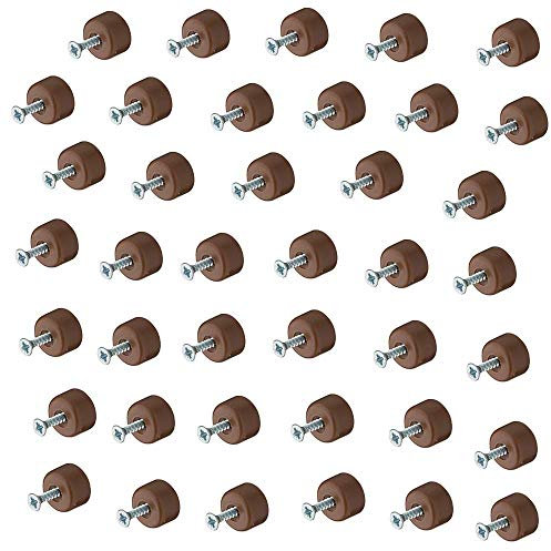 Gedotec Glasbodenträger Kunststoff Fach-Bodenträger rund - H10374 | Regal-Bodenträger zum Schrauben für Möbel & Schränke | Tablarträger für Holz & Glas-Platten | 50 Stück - Fächerträger braun