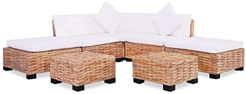 vidaXL Sofagarnitur 18-TLG. Sofa Set Rattanmöbel Couch Lounge Möbel Sitzgruppe Gartenmöbel Gartensofa Ottomane Couchtisch Natur Rattan