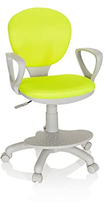hjh OFFICE Kinderdrehstuhl Kid Colour G1 Kinderstuhl, Fußablage & Sitzfläche höhenverstellbar, Grün/Grau