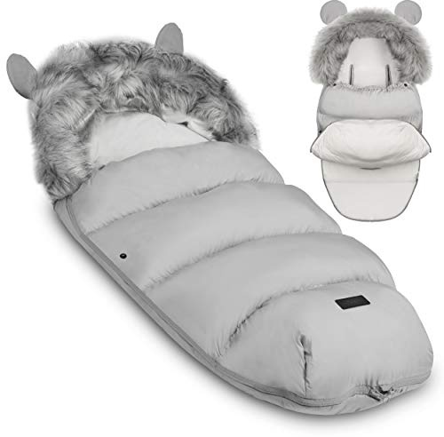 Babyfußsack Kinderwagenfußsack Schlaffußsack Kinderwagen Fußsack Winterfußsack Elmi 95 x 45 cm Ricokids (hellgrau)