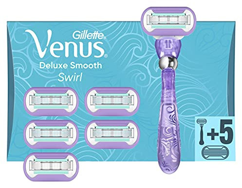 Gillette Venus Deluxe Smooth Swirl Rasierer, 5-fach Klinge, Damen, 1 Stück