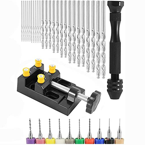 37 Stück Handbohrer, Handwerkswerkzeuge, Aluminiumlegierung, Präzisions-Schraubstock, Spiralbohrer für Modellierung, Holzgarget-Arbeit, DIY-Dekoration (0,3–1,2 PCB)