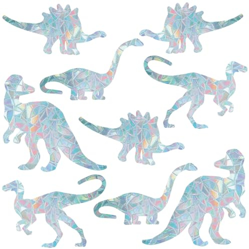 GORGECRAFT 16 STÜCKE Dinosaurier Regenbogen Fensterklammern Statische Aufkleber Glasaufkleber Anti Kollision Nicht Klebende Vinylfolie Dekorationen Für Schiebetüren Fenster Verhindern Stop Birds Dogs