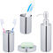 Relaxdays Bagno Completo, 4 Accessori, Kit WC Acciaio Inox Lucido, Portaspazzolino, Sapone e Saponetta, Argento, Set da 1 pz