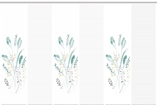 Vision S 080944 AYENE Schiebegardine, halbtransparent, Bambusoptik, 260x60 cm, Farbe:Petrol, Größe:260 x 60 cm, Anzahl:6X
