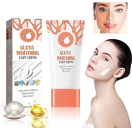 Gluta Whitening Facial Cream Lotion Moisturizing Lazy Cream, Gluta Whitening Lazy Cream BB Cream,Moisturize and Repaire Gluta Facial Cream,Long Term Makeup Moisturizing 10s White (2 Pcs)