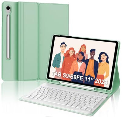IVEOPPE Tastatur für Samsung Galaxy Tab S9FE/S10FE 10.9, Hülle Tastatur Galaxy Tab S9/S10FE 2025, Magnetisch Abnehmbarer mit QWERTZ Keyboard für Samsung S10FE/S9FE/S9 10.9 Zoll 2025, Grün