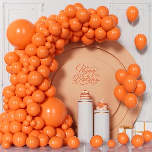 Unisun Palloncini Arancioni, 130Pezzi Palloncini Arancioni Kit Arco Ghirlanda, 5/10/12/18Pollici per Donne Ragazze Matrimonio Compleanno Festa Baby Shower Halloween Anniversario