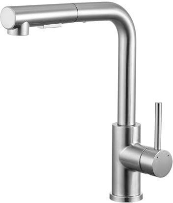 Lovhaus Hochdruck Wasserhahn Küche Ausziehbar, Küchenarmatur mit Brause, Armatur Küche 360° Schwenkbar,Mischbatterie Küche Zwei Wasserstrahlarten, Einhebel Spültischarmatur Edelstahl Gebürstet