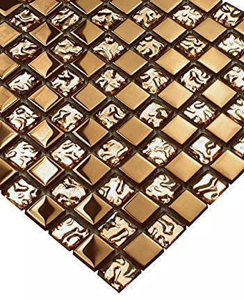 1 Matte Glasmosaik Mosaike Mosaikfliesen Mosaik 8mm 30x30 Glas Gold Neu