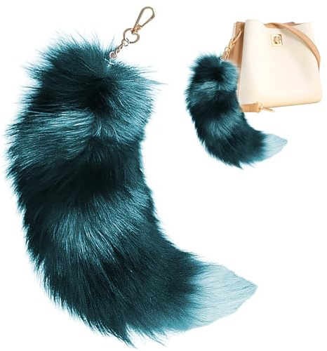 Comebachome Furry Tail Keychain, 40 cm/15,7 Zoll flauschiger Fuchsschwanz mit Verschluss, Therianer, Katzenschwanz, Wolfschwanzanhänger für Handtaschen -Rucksackdekor (Stil 2)
