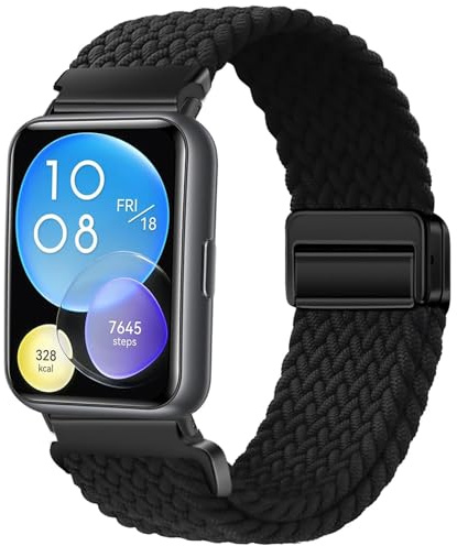 Issinlky Nylonflätat armband Kompatibel med Watch Fit 2, Elastiskt magnetiskt spänneband för Watch Fit 2 Herren Damen