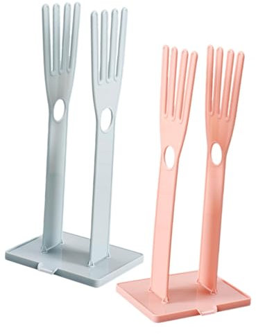 SHOWERORO Glove Dryer and Sink Drying Rack 2pcs Set Removable Desktop Kitchen Glove Holder with Drainage for Kitchen Sink Counter Use Pink and Light Blue