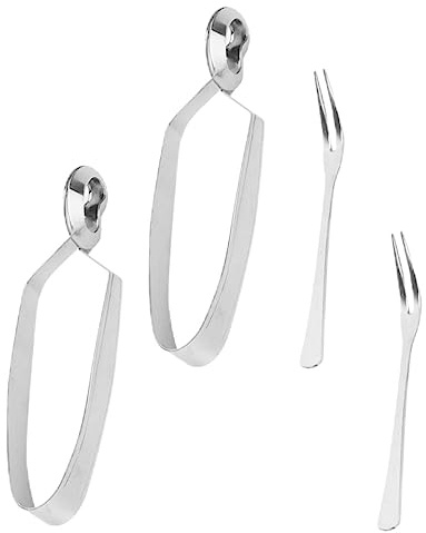 BEBEMOKO 4pcs Stainless Steel Snail Fork and Tong Set Heat Resistant Seafood Utensils for Escargot Dining Home and Restaurant Use