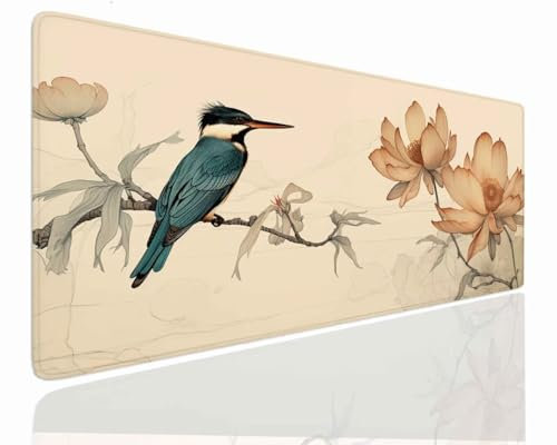 Tapis de Souris XXL 1400x700x4mm Grand Tapis de Bureau Tapis de Souris Gamer Tapis Bureau Gaming Antidérapant Résistant à l'eau, Tapis Souris XXL Mouse Pad Mat Lotus sous-Mainm, Clavier Souris J-592