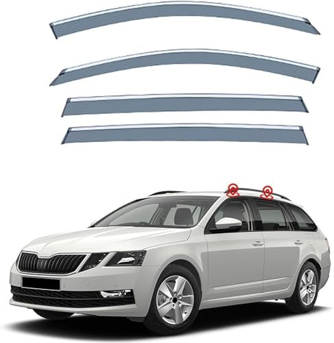 HAVERN Auto Autofenster Windabweiser für Skoda Octavia Hatchback 5E 2018-2020 2021 2022 2023, Regenabweiser Integrierte Deflektoren Seitenscheibenabweiser Luftabweiser