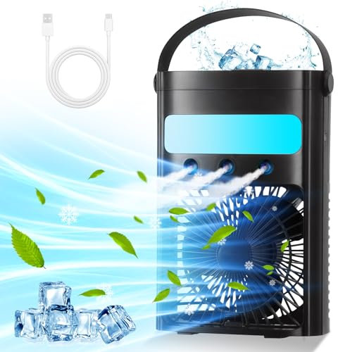 Portable Air Conditioner,700ml Mini Air Conditioners 3 Speeds, Personal Air Conditioning Unit with 7 LED Light Evaporative Air Cooler,2-4H Timer Portable AC Air Conditioner for Car Home Office