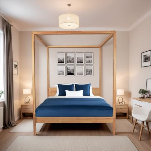 WEBER INDUSTRIES Letto matrimoniale a baldacchino romanticismo 160 x 200 / faggio massiccio olio