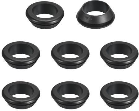 QUARKZMAN 8 Stück Kabeldurchführung Gummi, 25mm ID 30mm Bohrloch Gummitüllen Hohle Lochstopfen Gummidichtung Rund zum Schutz von Drähten und Kabeln, für Schreibtische, Schwarz