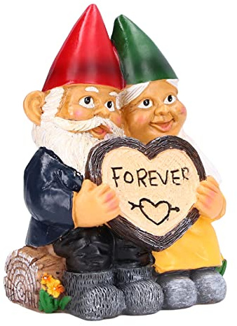 KIMISS Estatuas de Gnomo de Jardín - Estatuas de Parejas de Jardín Figurina de Resina Doméstica Desktop de Escritorio Enano para Adornos de Decoración del Hogar - de Gnomo de