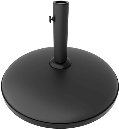 FRANKYSTAR Terra – Base para sombrilla de jardín redonda, diámetro 45 cm, base de 15 kg para sombrillas de hormigón negro