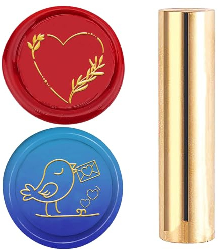 craspire 15mm Wachssiegelstempel Mini 2 Seiten Muster Vintage Herz Liebesbrief Vögel Messing Siegelstempel Für Hochzeitseinladungen Umschläge Halloween Weihnachten Erntedankfest Party DIY Basteln