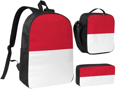 LXqlSS Mochila con estampado de bandera de Mónaco para uso diario, juego de 3 mochilas con lonchera y estuche para lápices