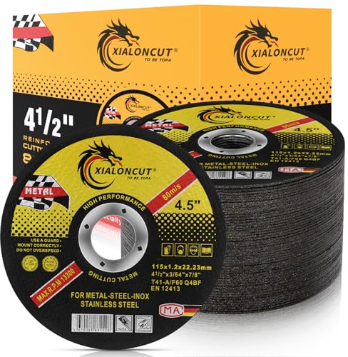 115mm Cutting Discs 50-Pack Professional 1mm Ultra Thin Metal Cutting Wheels with Double Fibreglass Mesh for Steel, Iron, Aluminium & Ferrous Metals - EN12413 Certified 13,300 RPM