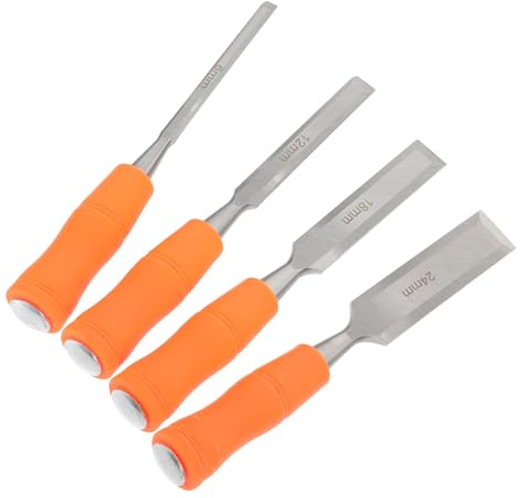 SEWACC 4 pezzi Scalpelli da Intaglio in Legno Professionali con Manico Ergonomico Utensili Resistenti e Compatti per Falegnameria e Fai da Te