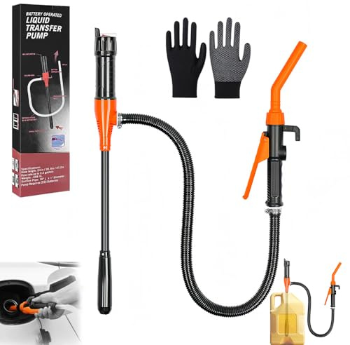 Shengou Pompa a Benzina elettrica a Batteria, Pompa di Trasferimento Portatile con Ugello di Controllo di Flusso, Trasferimento del Carburante per Acqua, Benzina e Altri Liquidi