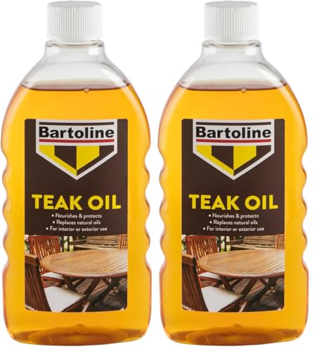 Bartoline Teak Oil 500 ml – Deep Penetrating Wood Oil for Outdoor & Indoor Furniture | Garden Furniture, Hardwood Protection & Teak Care (Pack of 2)