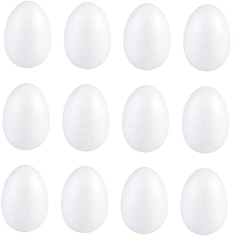 DECHOUS Uova di Schiuma Fai da Te Bianche 7X52 CM Set 25 Pezzi per Lavoretti Pasquali Decorazione Creativa Artigianale per Casa e Scuola