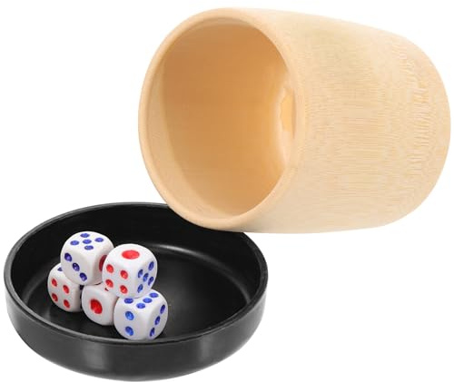 VICASKY 2 Stück Ktv Würfelspiel Zubehör aus Natürlichem Bambus Leichter Würfelbecher mit Deckel und 5 Würfeln Kompakt und Bruchsicher für Bar Party und Spielspaß