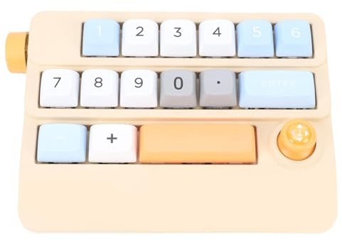 Cuifati Teclado Numérico Mecánico con Cable USB, Teclado Numérico Programable Macro Intercambiable en Caliente de 19 Teclas con Control de Joystick e Iluminación RGB, para Dibujo de (Yellow)