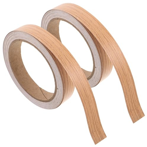 Sosoport 2 Rolls Wood Grain Edge Banding Tape 1.8cm X 10m, Self-Adhesive Furniture Veneer Repair Strip for Cabinets, Baseboards, Floor Molding, Wood Finish Repair Patch