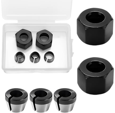 6 Stück Spannzangenfutter Set Für Oberfräse 6mm 6.35mm 8mm Mit Muttern Adapter Kit Für Holzbearbeitung Graviermaschine Geradschleifer Zubehör Präzise Klemmung Und Stabile Leistung Im Aufbewahrungsbox