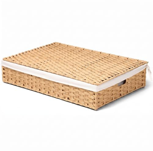Klippehop Unterbett Aufbewahrungsbox (Natur - PE-Rattan, Mit Deckel)
