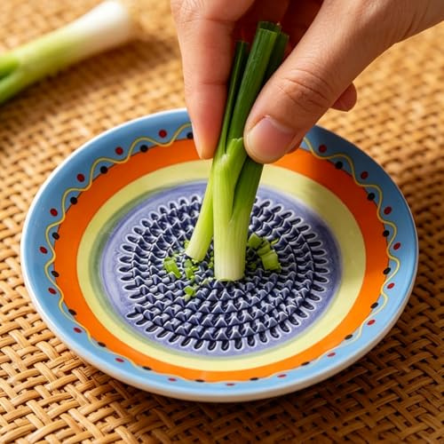 Ceramic Grater Plate, Garlic Grater Plate, Efficiently Grating Garlic, Ginger, Tomato, Nuts, Chocolate, Fruits and Vegetables, Low Weight and Handy Shape, Dishwasher Safe, Easy to Clean (G)