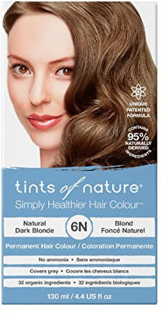 Tints of Nature 6N Natural Dark Blonde Permanent Hair Dye, Natürliches Dunkelblond Permanente Haarfarbe, pflegt das Haar und deckt Grau ab, ammoniakfrei, 130 ml