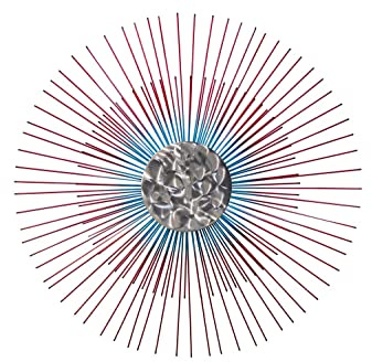 KunstLoft Wanddeko Metall | 100% HANDGEFERTIGT | 80x80x6cm | Wandbild Metall 'Mondschein' | Abstrakte Skulpturen | Blau Rot | Wandskulptur | Metalldeko Wand Wohnzimmer