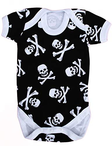 Baby Moo's ALTERNATIVE Baby Grow para niños o niñas | Chaleco de calavera y huesos cruzados/Body pirata genial – Ideal para baby shower, alternativa, gótica o regalo para bebé nuevo Reino Unido