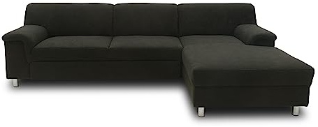 DOMO collection Jamie Ecksofa | Sofa in L-Form | Couch Polsterecke, moderne Eckcouch, anthrazit, 251x150x72 cm | Longchair rechts mit Metallfüßen, moderne Eckcouch in L-Form mit Komfort und Design, 251 x 150 x 72 cm (BxTxH) Stil