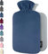 Bolsa de Agua Caliente con Funda - Funda de Vellón Premium Suave - 1.8L Gran Capacidad - Bolsa Agua Caliente para el alivio del dolor de espalda, cuello, hombros y para noches acogedoras - Azul Oscuro