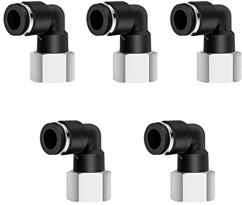 Jienk 5PCS Female Elbow 3/8 Tube OD x 1/4 NPT Push to Connect Fittings