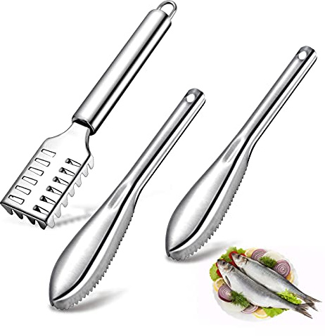 3Pieces Fish Scaler Remover Cleaner Fish Scaler Brush With Stainless Steel Sawtooth Easily Remove Fish Scales-Cleaning Brush Scraper For Chef And Home Cooks Kitchen Fish Cleaning Seafood Tools